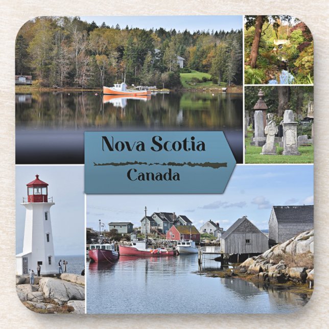 Nova Scotia Travel Poster, Beverage Coaster (Front)