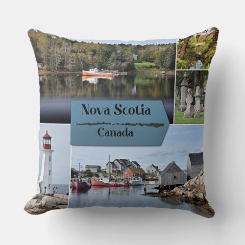 Nova Scotia Travel Poster Throw Pillow