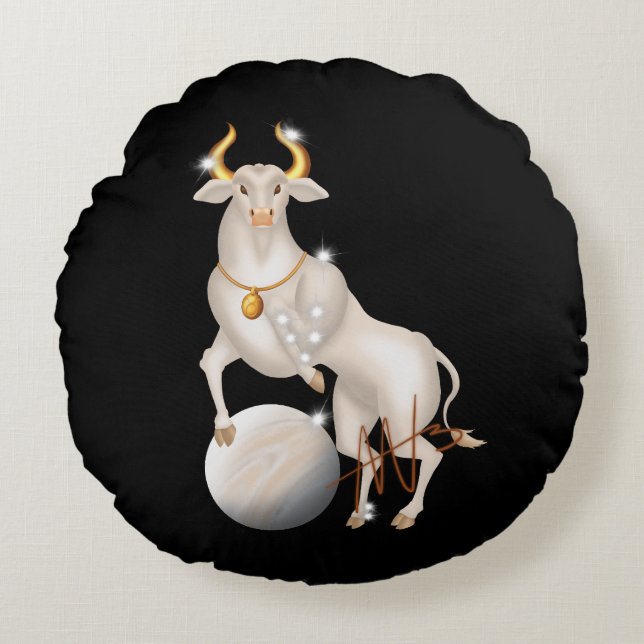 Nova Taurus Venus Zodiac Round Pillow (Front)
