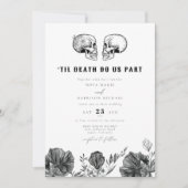 NOVA Til Death Gothic Skull Black Floral Wedding I Invitation (Front)