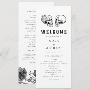 NOVA Til Death Gothic Skull Wedding Program Card