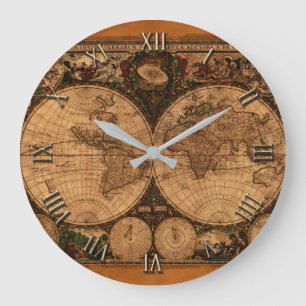 Nova Totuis Old World Map Large Clock