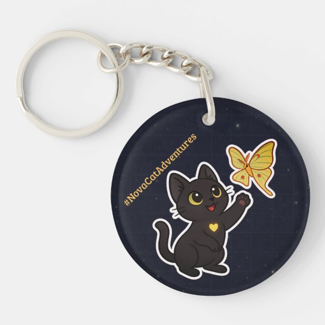 #NovaCatAdventures  and Lunar Moth Frolics Keychain (Front)