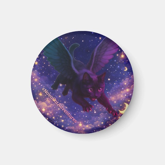 #NovaCatAdventures – Winged v3 coaster Magnet (Front)