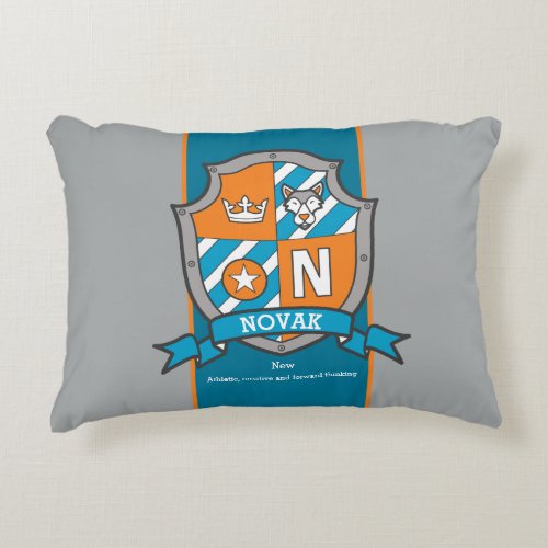 Novak or letter N boys name meaning kids custom Accent Pillow