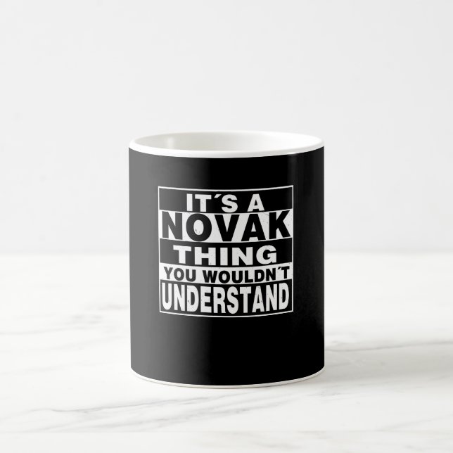 NOVAK Surname Personalized Gift Coffee Mug (Center)