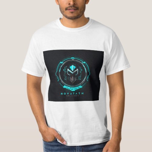 NovaTech Elegance Cyberpunk Corporate Logo Mens  T_Shirt