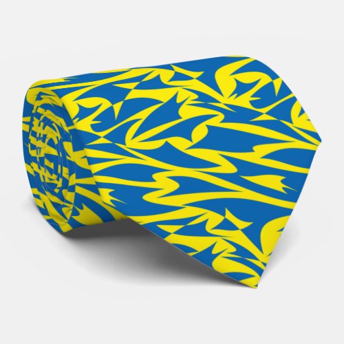 Novelty Abstract Geo Azure Blue  Yellow Neck Tie