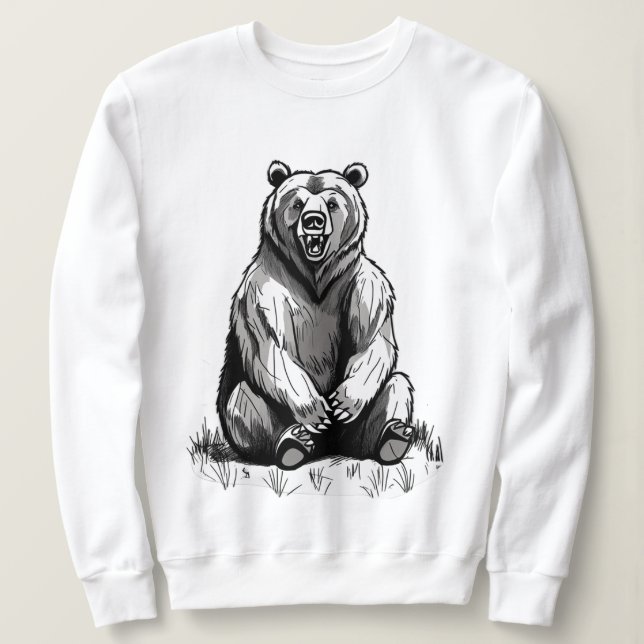 Novelty Bear Graphic Hoodie - Cool Animal Print (Design Front)