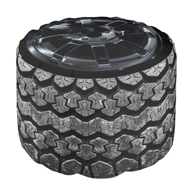 Novelty Big Monster Truck Wheel Tire Tread Pouf (Angled Front)