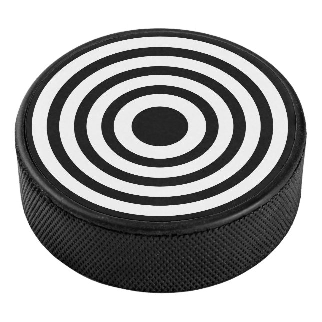 Novelty Black and White Bullseyes Circles Hockey Puck (3/4)
