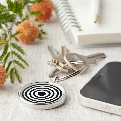 Novelty Black and White Bullseyes Circles Keychain