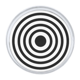 Novelty Black and White Bullseyes Circles Silver Finish Lapel Pin