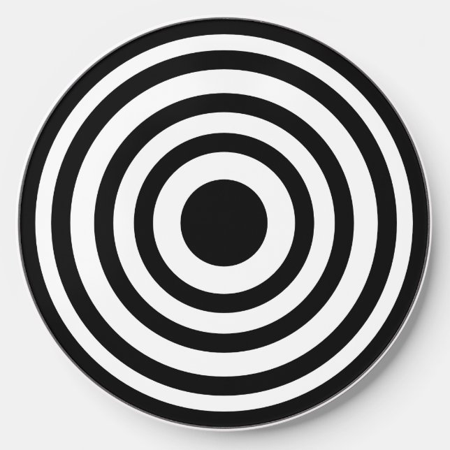 Novelty Black and White Bullseyes Circles Wireless Charger (Front)