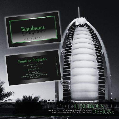 Novelty Black and White Ombre Green Frame Elegant  Business Card