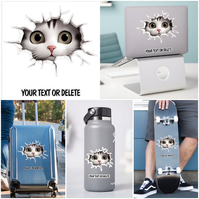 Novelty Breakthrough Hole Peeking Cute Cat Kitten Sticker (Creator Uploaded)