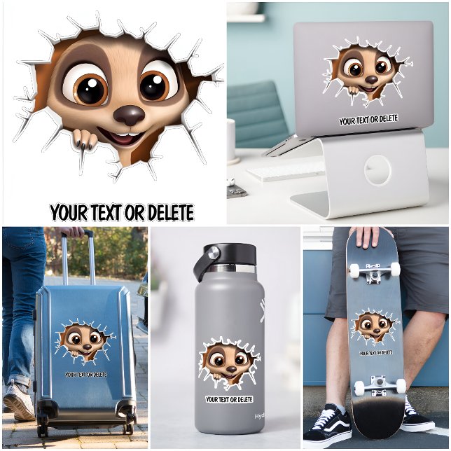 Novelty Breakthrough Hole Peeking Cute Meerkat Sticker (Creator Uploaded)