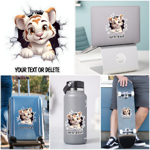 Novelty Breakthrough Hole Peeking Cute Tiger Cub Sticker