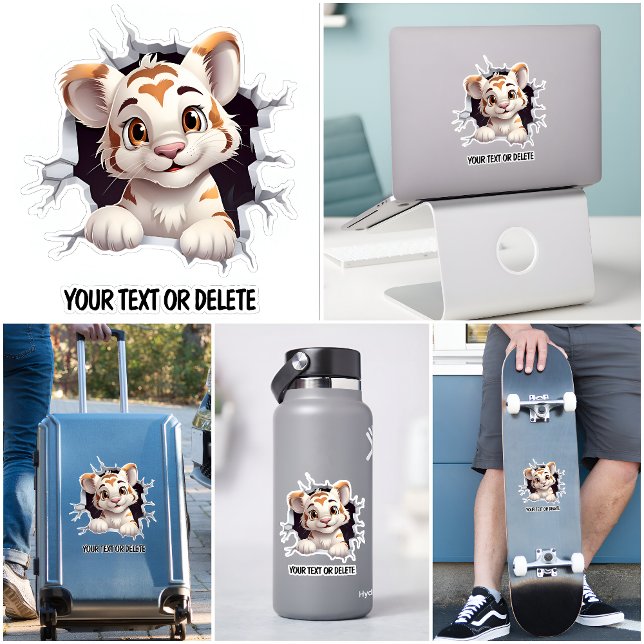 Novelty Breakthrough Hole Peeking Cute Tiger Cub Sticker (Creator Uploaded)