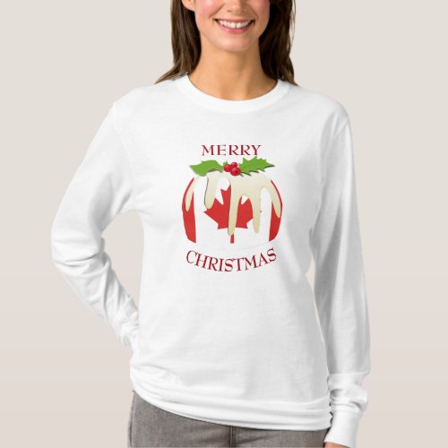 Novelty  CANADA FLAG  Christmas Pudding T_Shirt