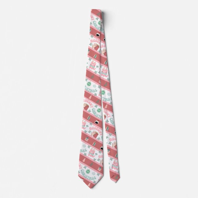 Novelty Cat Christmas Neck Tie (Front)