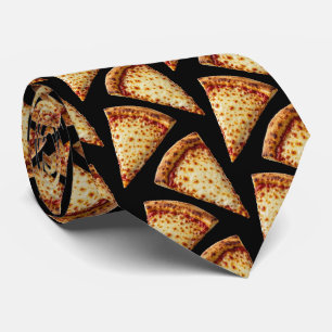Novelty Cheese Pizza Fast Food Pattern Neck Tie