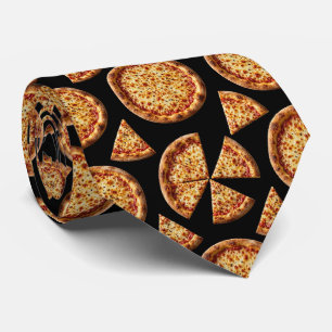 Novelty Cheese Pizza Fast Food Pattern Neck Tie