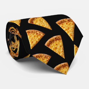 Novelty Cheese Pizza Fast Food Pattern Neck Tie