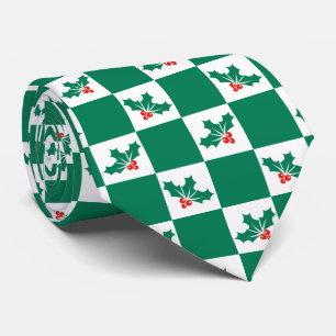 Novelty chequered Holly Christmas Neck Tie