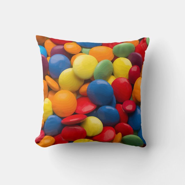 Novelty Colorful Candy Throw Pillow (Front)