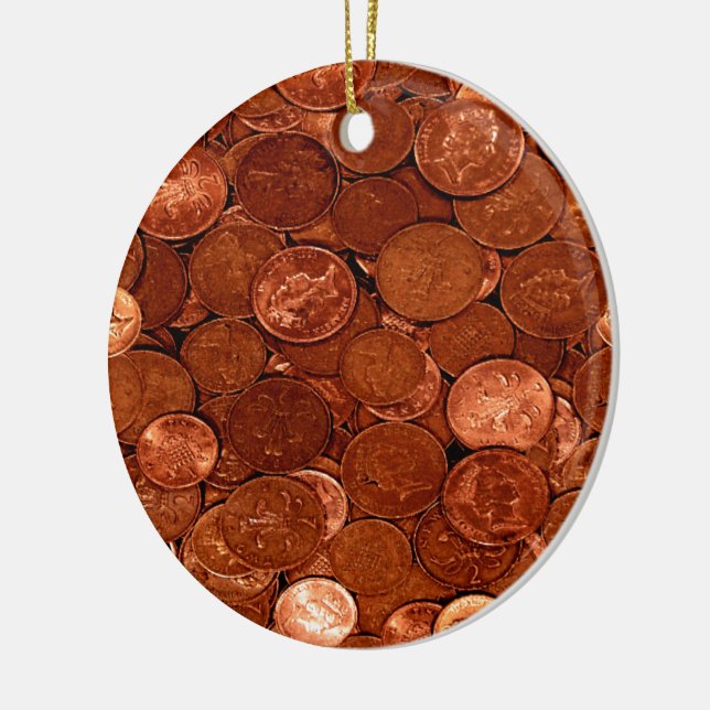 Novelty Copper Coins Ceramic Ornament (Left)
