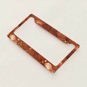 Novelty Copper Coins License Plate Frame