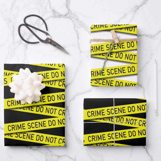 Novelty Crime Scene Do Not Cross Pattern Wrapping Paper Sheets (Front)