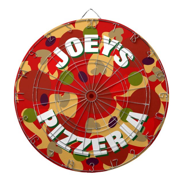 Novelty custom pepperoni pizza dartboard design with darts (Front)