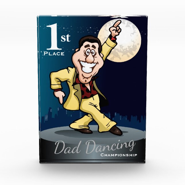 Novelty Dad Disco Dancing Winner Acrylic Award (Front)