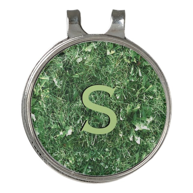 Novelty Design Summer Grass Initialized Golf Hat Clip (Front)