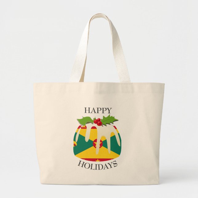Novelty | Festive Pudding | GRENADA FLAG Large Tote Bag (Front)