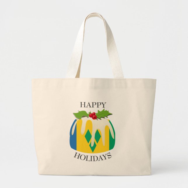 Novelty | Festive Pudding | ST VINCENT FLAG Large Tote Bag (Front)