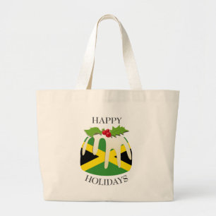 Novelty Festive Pudding with JAMAICAN FLAG Large Tote Bag