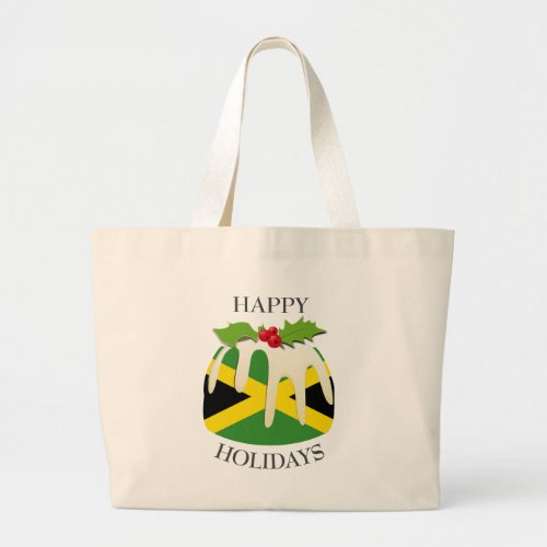 Novelty  Festive Pudding with  JAMAICAN FLAG Large Tote Bag