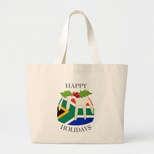 Novelty  Festive Pudding with  SOUTH AFRICA FLAG Large Tote Bag