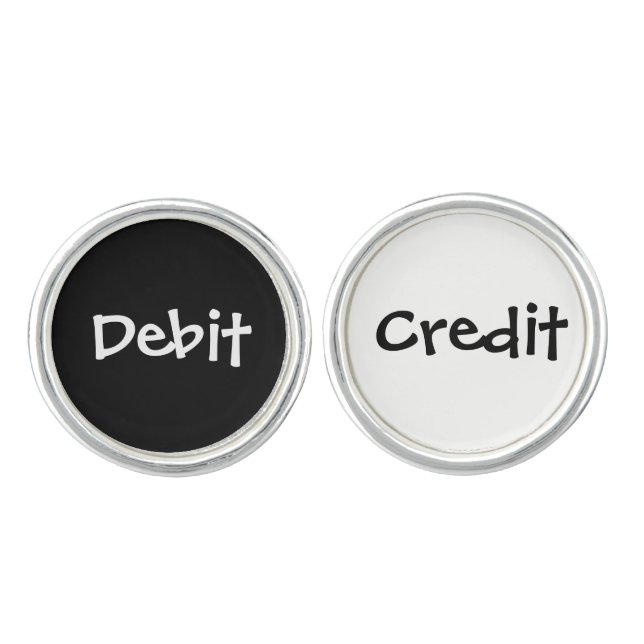 Novelty Funny Accountant Debit and Credit Joke Cufflinks (Front)