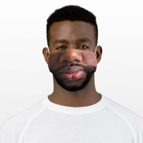 Novelty Funny Bearded African American Mans Face Adult Cloth Face Mask