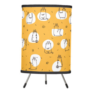 Novelty Funny Cute Kittens Pattern Tripod Lamp