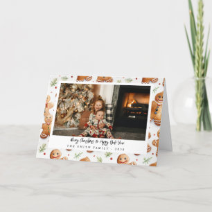 Novelty Gingerbread Men Holiday Photo Letterpress Thank You Card