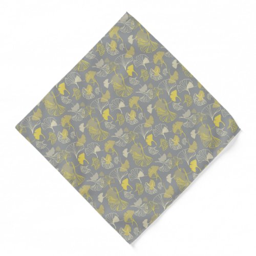 Novelty Ginkgo Gray and Yellow Pattern Bandana