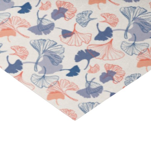 Novelty Ginkgo Leaf Pattern Navy Blue  Orange Tissue Paper