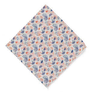 Novelty Ginkgo Navy Blue & Orange Pattern Bandana
