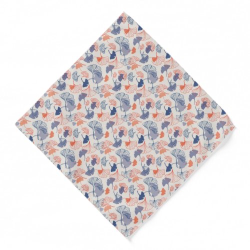 Novelty Ginkgo Navy Blue  Orange Pattern Bandana