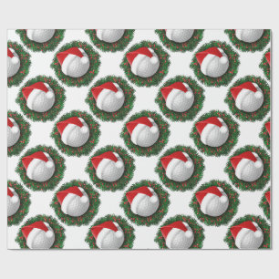 Novelty Golf Ball and Santa Hat  Wrapping paper